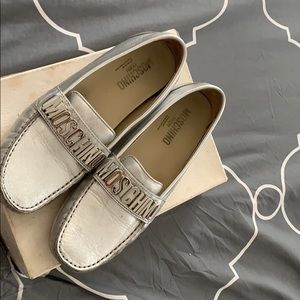 Moschino silver loafers